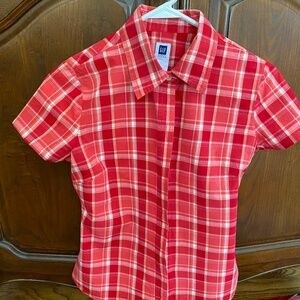 Gap Red Plaid Cotton Shirt for Teen, Boy, or Girl. XS. Summer Camp Wear.